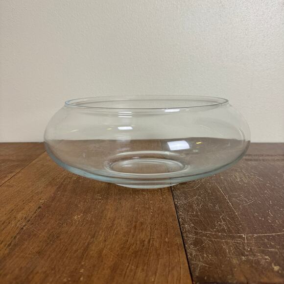 Large‎ Shallow Bowl Heavy Glass Decorative Planter Candy Dish Flower Pot - Picture 1 of 7